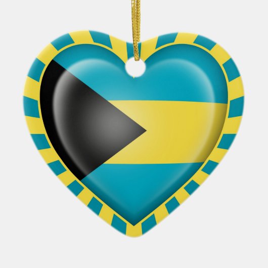 Bahamas Heart Flag met Sun Rays Keramisch Ornament (Voorkant)