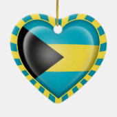 Bahamas Heart Flag met Sun Rays Keramisch Ornament (Achterkant)