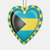 Bahamas Heart Flag met Sun Rays Keramisch Ornament (Links)