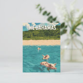 Bahamas Illustration Travel Art Vintage Briefkaart (Staand voorkant)