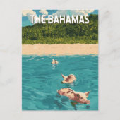 Bahamas Illustration Travel Art Vintage Briefkaart (Voorkant)