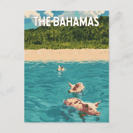 Bahamas Illustration Travel Art Vintage Briefkaart (Voorkant)