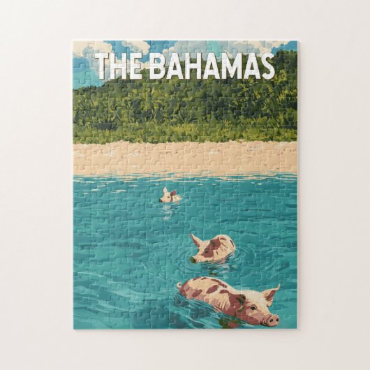 Bahamas Illustration Travel Art Vintage Legpuzzel (Verticaal)