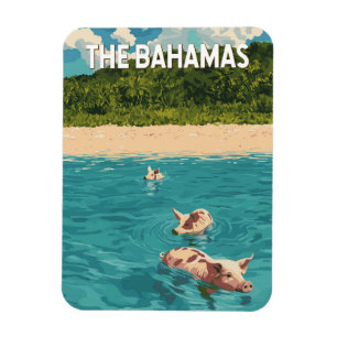 Bahamas Illustration Travel Art Vintage Magneet