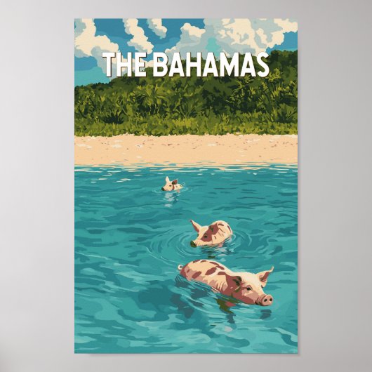 Bahamas Illustration Travel Art Vintage Poster (Voorkant)