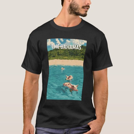 Bahamas Illustration Travel Art Vintage T-shirt (Voorkant)
