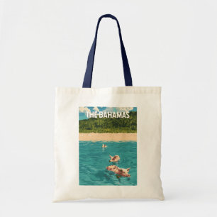 Bahamas Illustration Travel Art Vintage Tote Bag