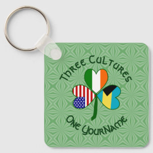 Bahamas Ireland USA Flags Shamrock Jouw naam Sleutelhanger