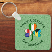 Bahamas Ireland USA Flags Shamrock Jouw naam Sleutelhanger (Voorkant)