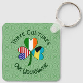 Bahamas Ireland USA Flags Shamrock Jouw naam Sleutelhanger (Achterkant)