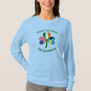 Bahamas Ireland USA Flags Shamrock Personalized T-shirt