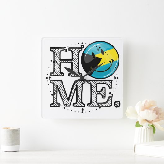 Bahamas is thuisglimlachende vlaggenhuisWarmer Vierkante Klok (Huis)