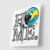 Bahamas is thuisglimlachende vlaggenhuisWarmer Vierkante Klok (Hoek)