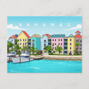 Bahamas kleurrijke huizen ansichtkaart briefkaart