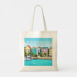 Bahamas kleurrijke huizen boodschappentas tote bag
