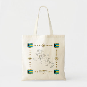 Bahamas Map + Flags Bag Tote Bag