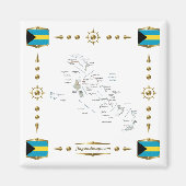 Bahamas Map + Flags Magnet (Voorkant)
