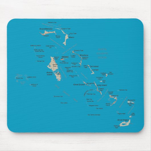Bahamas Map Mousepad Muismat (Voorkant)