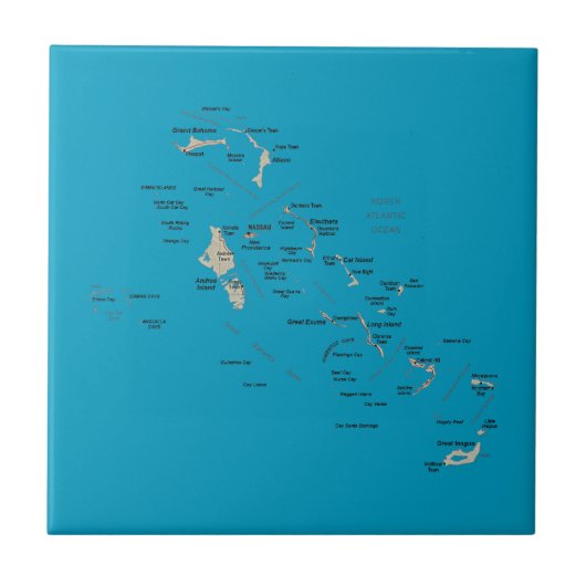Bahamas Map Tile Tegeltje (Voorkant)