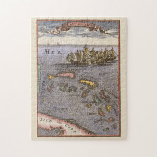 Bahamas Map Vintage Ships Naval Battle Caribbean Legpuzzel