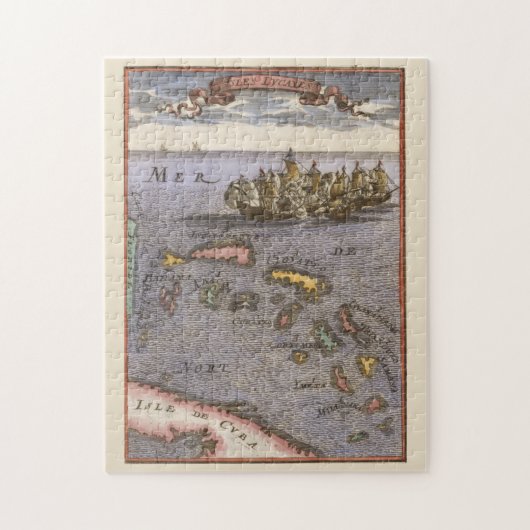 Bahamas Map Vintage Ships Naval Battle Caribbean Legpuzzel (Verticaal)