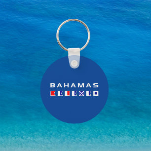Bahamas Maritime Nautical Signal markeert Donkere  Sleutelhanger