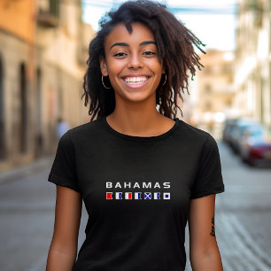 Bahamas Maritime Nautical Signal markeert Donkere  T-shirt
