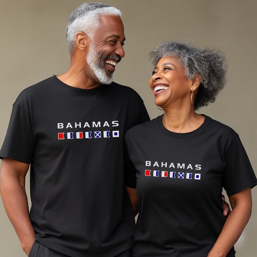 Bahamas Maritime Nautical Signal markeert Donkere T-shirt