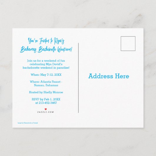 Bahamas Meisjes Trip Bachelorette Party Vakantie Uitnodiging Briefkaart (Achterkant)