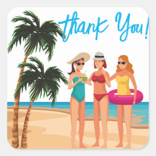 Bahamas Meisjesreis Verlovingsfeest Vakantie Vierkante Sticker