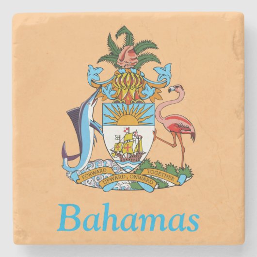 Bahama's met wapen (Caribisch paradijs) Stenen Onderzetter (Voorkant)