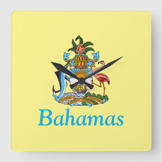 Bahama's met wapen (Caribisch paradijs) Vierkante Klok (Voorkant)