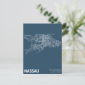 Bahamas Minimalist City Map Line Art in Blue Briefkaart (Staand voorkant)