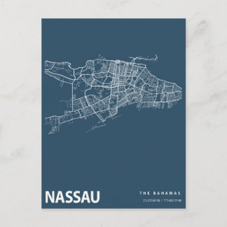 Bahamas Minimalist City Map Line Art in Blue Briefkaart