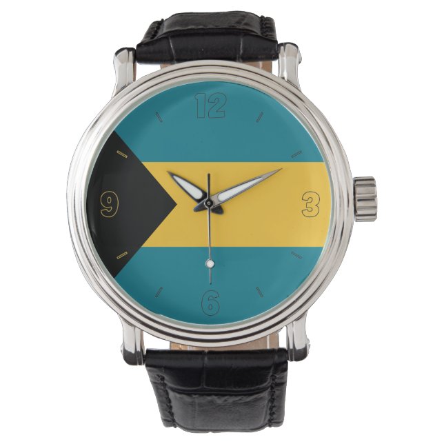 Bahamas National Flag Elegant Patriotic Horloge (Voorkant)