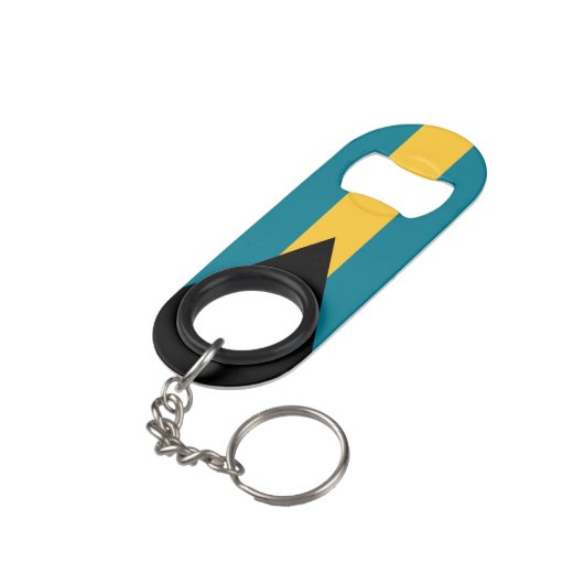 Bahamas National Flag Patriotic Mini Flessenopener (Achterkant Gekanteld)