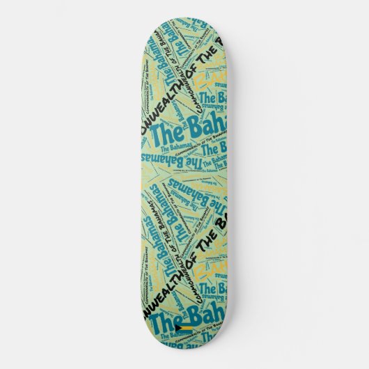 Bahamas Nationale Trots Wordcloud Skateboard (Voorkant)