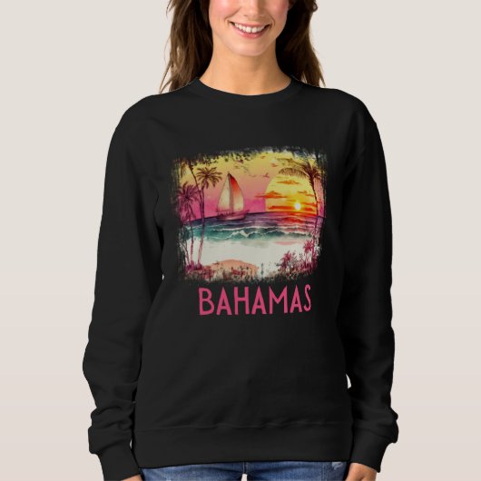 Bahamas Palm Tree Beach Vacation Summer and Surf Trui (Voorkant)