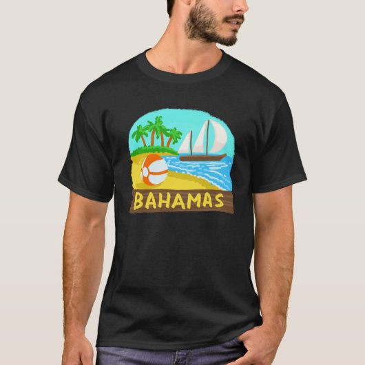 Bahamas Palm Tree Sun Beach Lagoon Island T-shirt (Voorkant)