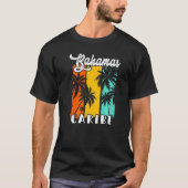 Bahamas Palm Trees Beach Caribe Retro Vacation Fam T-shirt (Voorkant)