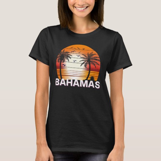 Bahamas  Palm Trees Summer Beach T-shirt (Voorkant)