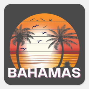 Bahamas  Palm Trees Summer Beach Vierkante Sticker