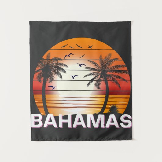 Bahamas  Palm Trees Summer Beach Wandkleed (Voorkant)