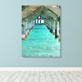 Bahamas Pier Caribbean Zee Canvas Afdruk (Insitu (Houten vloer))