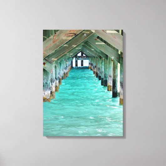Bahamas Pier Caribbean Zee Canvas Afdruk (Voorkant)