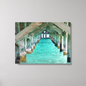 Bahamas Pier en Turquoise Ocean Canvas Afdruk (Voorkant)