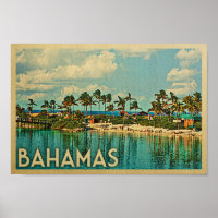 Bahamas Poster Vintage Travel Poster Beach