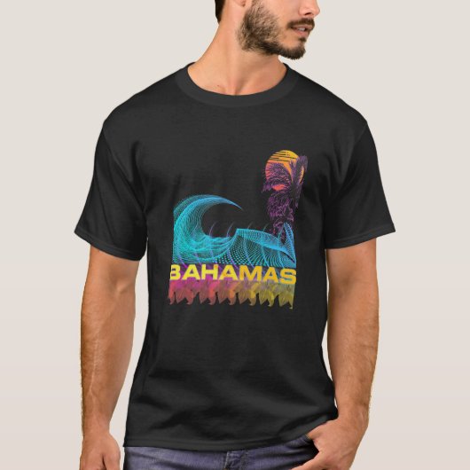 Bahamas Retro 80s Stijl  Surf Vaporgolf T-shirt (Voorkant)