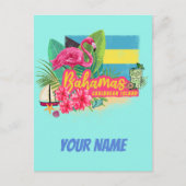 Bahamas retro caribisch eiland flamingo vintage briefkaart (Voorkant)