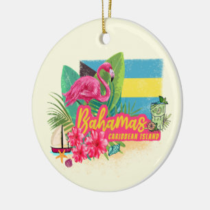 Bahamas retro caribisch eiland flamingo vintage keramisch ornament